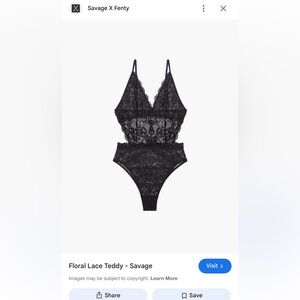 Savage X Fenty Black Lace High Waisted Teddy XS